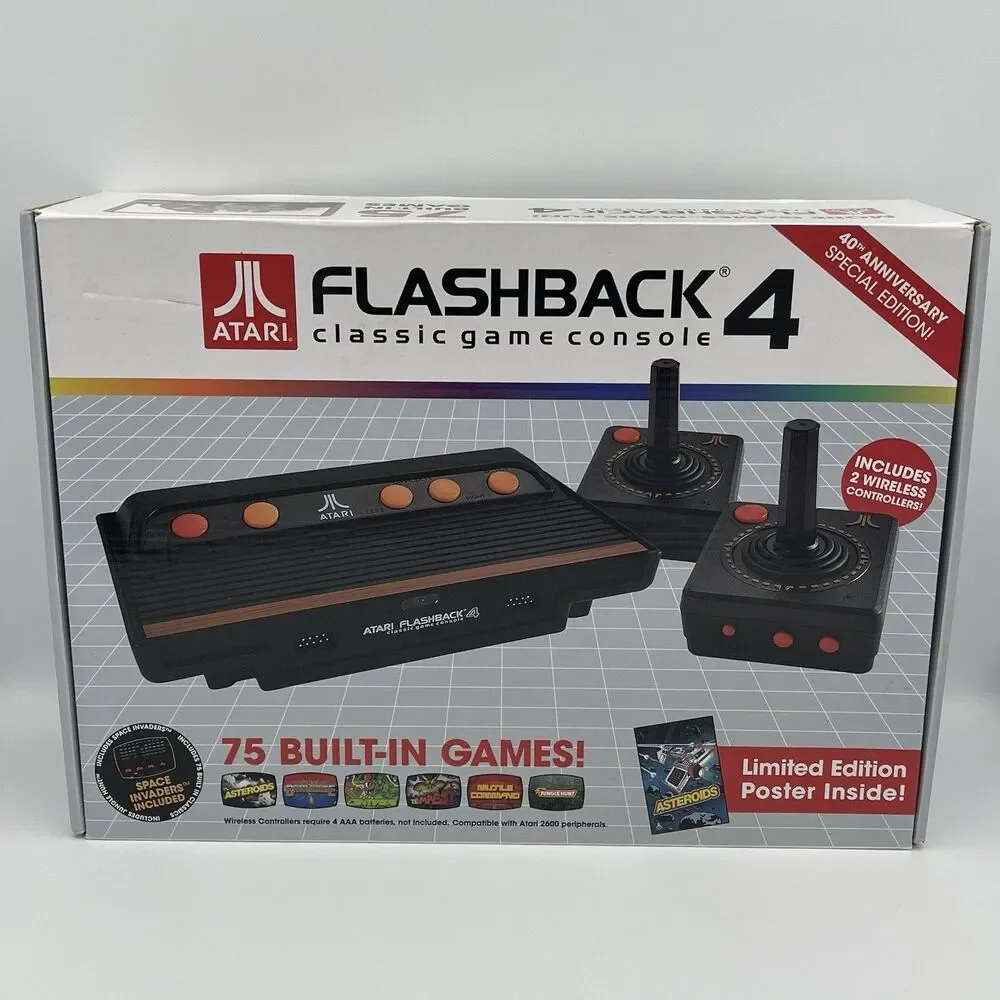 Atari Flashback 4 Classic Game Console 40th Anniversary - 75 Games WITH POSTER